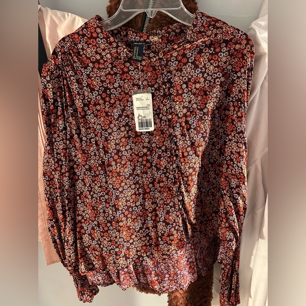 Vintage Y2K Forever 21 Floral Blouse Button Down Shirt Floral NWT size medium